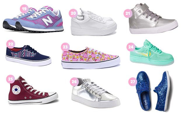 19- New Balance (R$ 399,90*); 20- XX; 21- CAPRICHO para Sugar Shoes (R$ 199,90*- preço médio); 22- CAPRICHO para Sugar Shoes (R$ 129,90*- preço médio); 23- Vans na Loja Vírus (R$ 299,90*); 24- Nike na Artwalk (R$ 379,99*); 25- Converse (R$ 169,90*); 26- Santa Lolla (R$ 289,90*); 27- Keds na Loja Vírus (R$ 179,90*). 