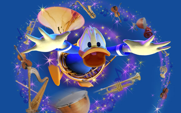 Pato Donald em Mickey's PhilhaMagic, filme 3D do parque Magic Kingdom no Walt Disney World Resort em Orlando.