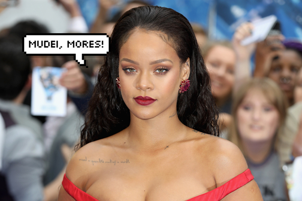 rihanna vestido vermelho cabelo solto