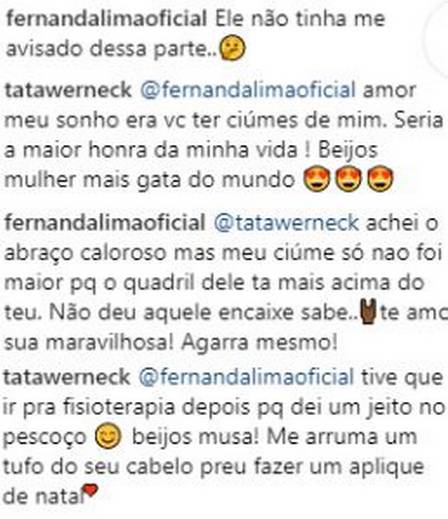 tata-werneck-fernanda-lima-trocam-mensagens