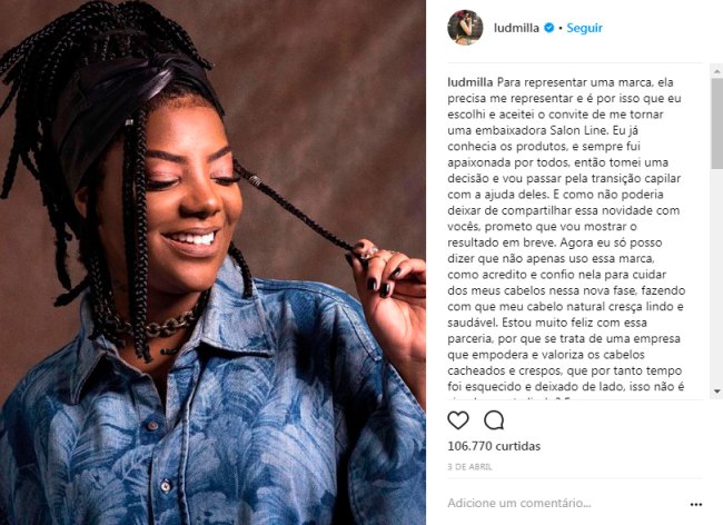 ludmilla post transicao capilar