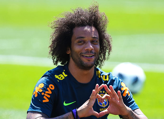 Marcelo durante treino na Rússia