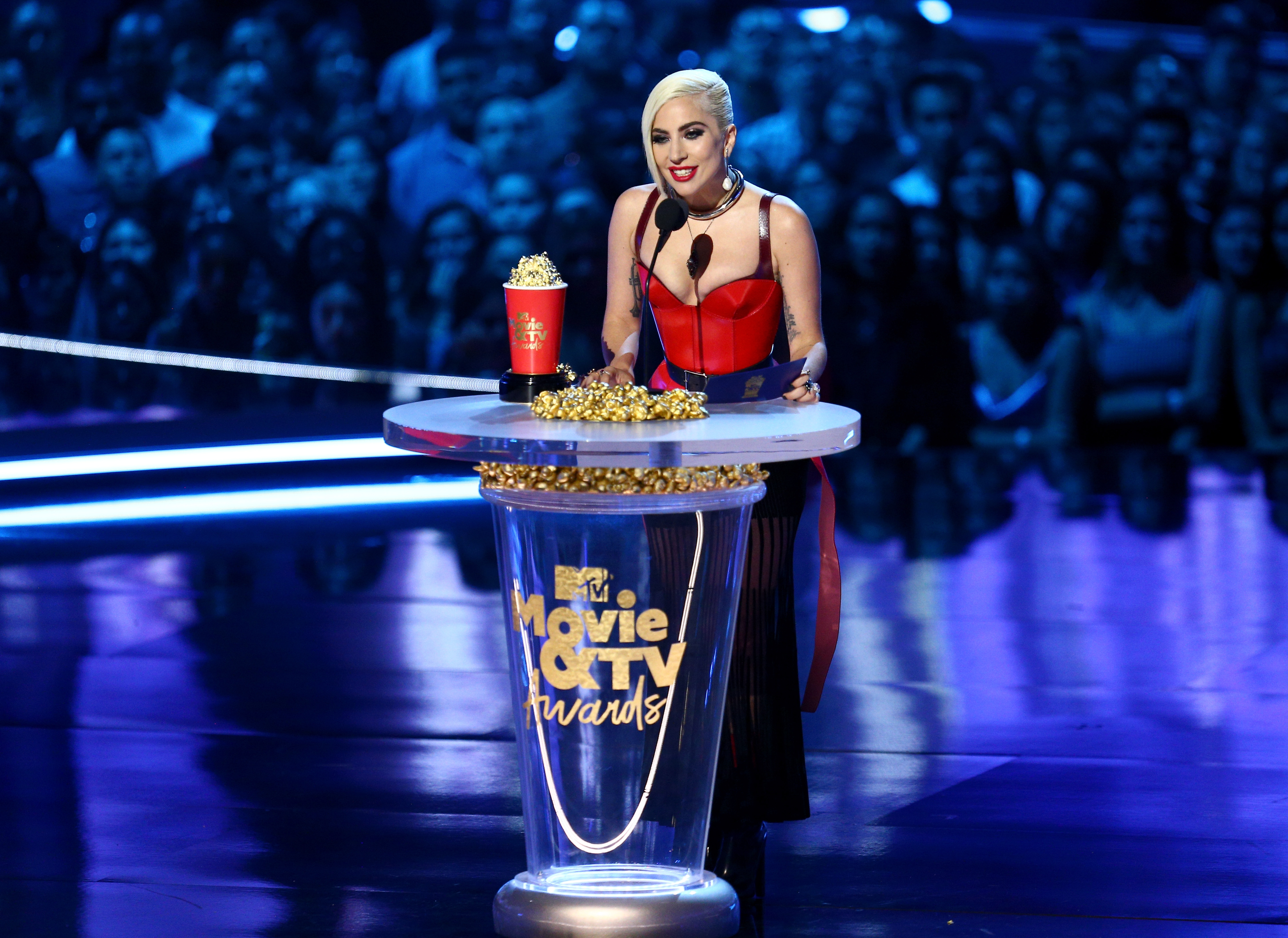 2018 MTV Movie And TV Awards - Lady Gaga aceitando o prêmio de 'Melhor Documentário Musical'