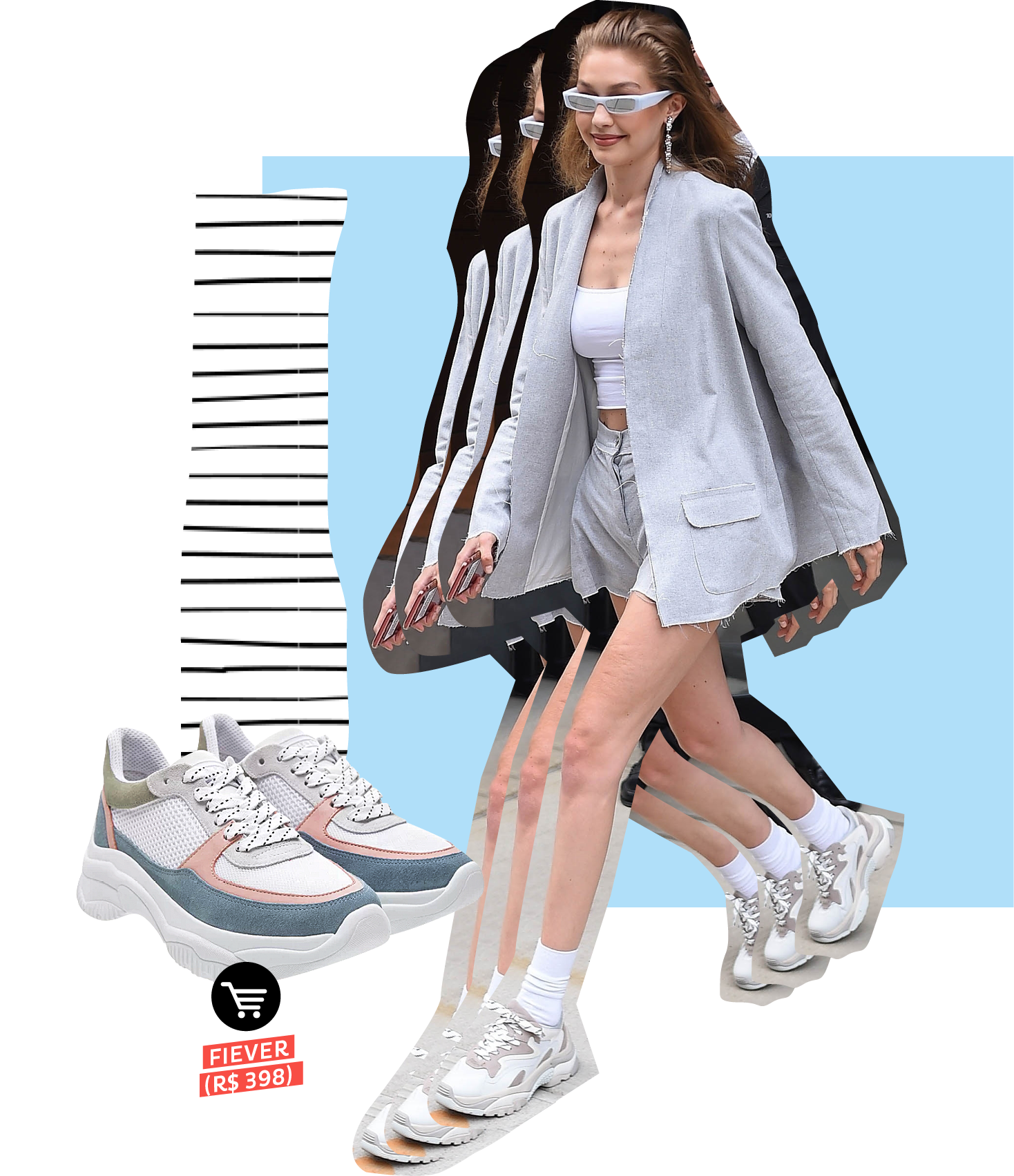 dad-sneaker-como-usar-onde-comprar Gigi Hadid usando dad sneakers no street style. Dicas de como usar e onde comprar