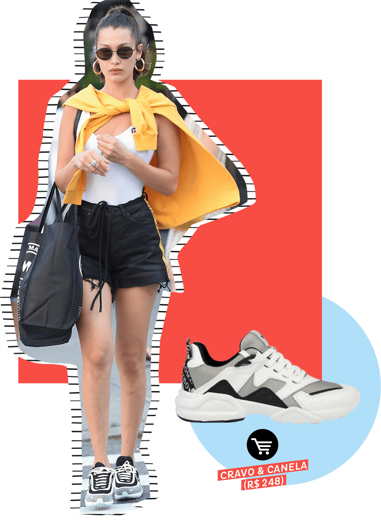 Bella Hadid usando dad sneakers no street style. Dicas de como usar e onde comprar