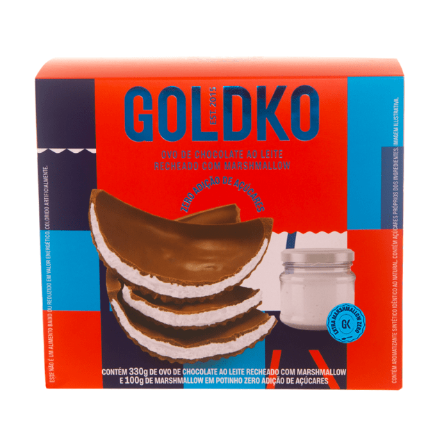 Ovo de Páscoa GoldKo 430g recheado de marshmallow sem açúcar (R$ 89,90*) Ovo de Páscoa GoldKo 430g recheado de marshmallow sem açúcar (R$ 89,90*)