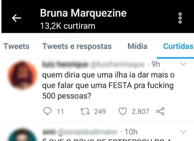 curtida-bruna-twitter Print do Twitter de Bruna Marquezine
