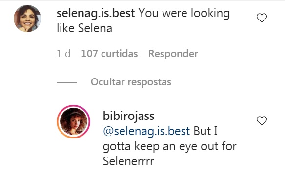comentário-modelo-selena-gomez Comentário na foto de Bianca Rojas