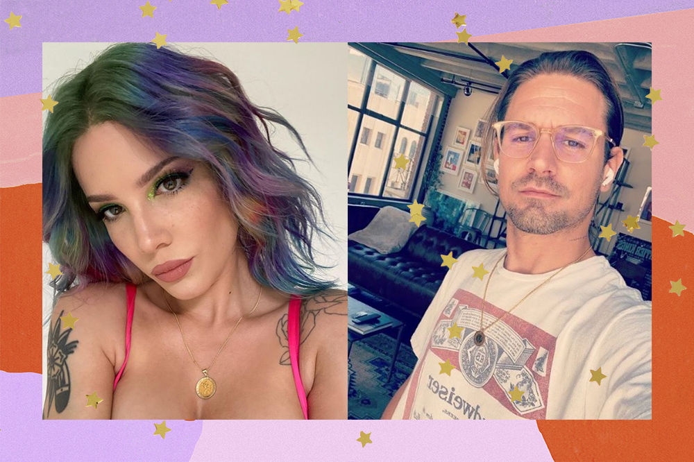 Na esquerda, Halsey, com cabelo colorido e na direita Alev Aydin