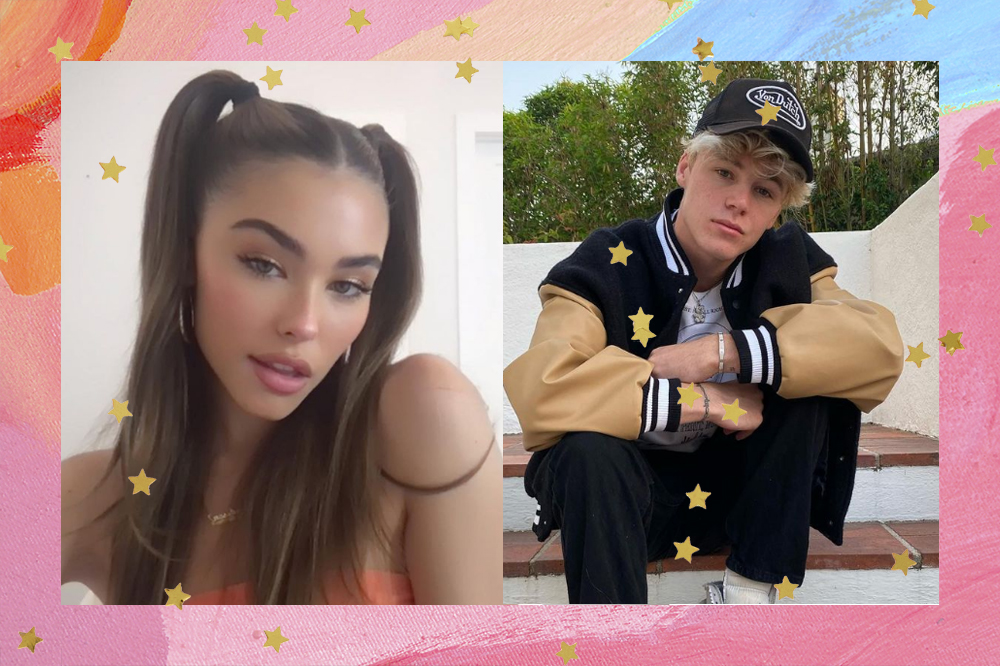 montagem mostra Madison Beer de um lado e Nick Austin de outro, ambos com expressões neutras