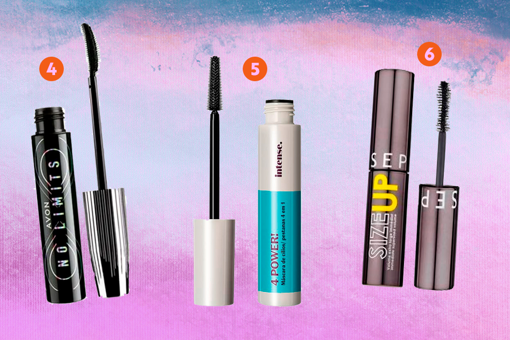 mascara-de-cilios-02 Montagem com três opções de máscara de cílios para compra