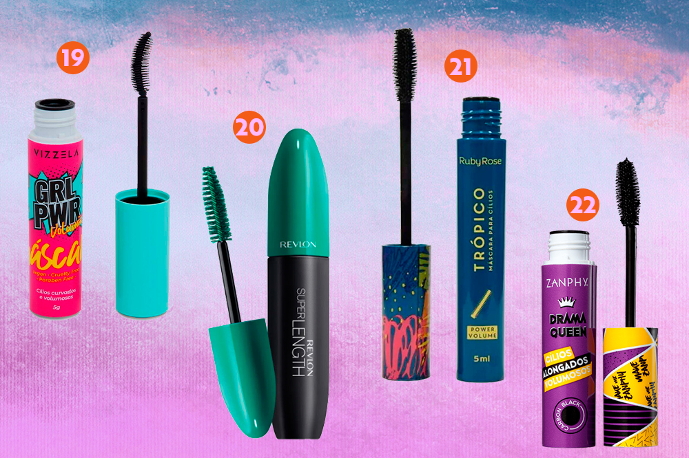 mascara-de-cilios-07 Montagem com quatro opções de máscara de cílios para compra
