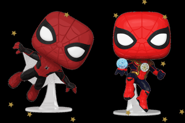 Visual Homem Aranha Montagem com dois funko pop do Homem-Aranha