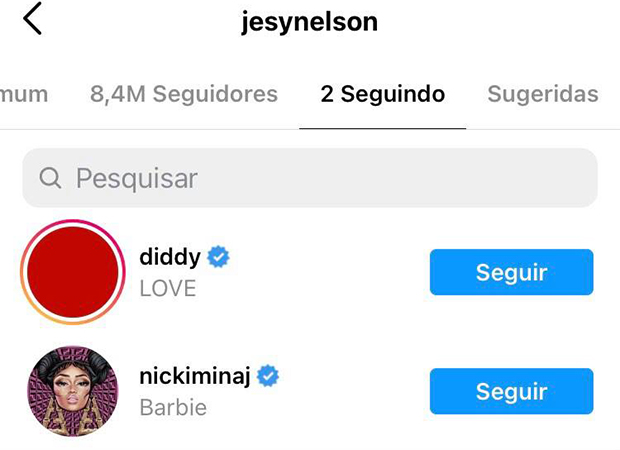 jesy-nelson-instagram-seguindo print que mostra que Jesy Nelson não segue mais as meninas do Litttle Mix no Instagram