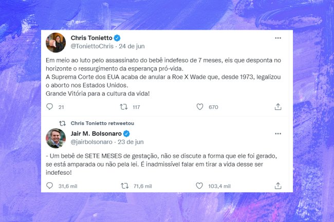 Chris Tonietto e Jair Bolsonaro se posicionando pró-vida Chris Tonietto e Jair Bolsonaro se posicionando pró-vida
