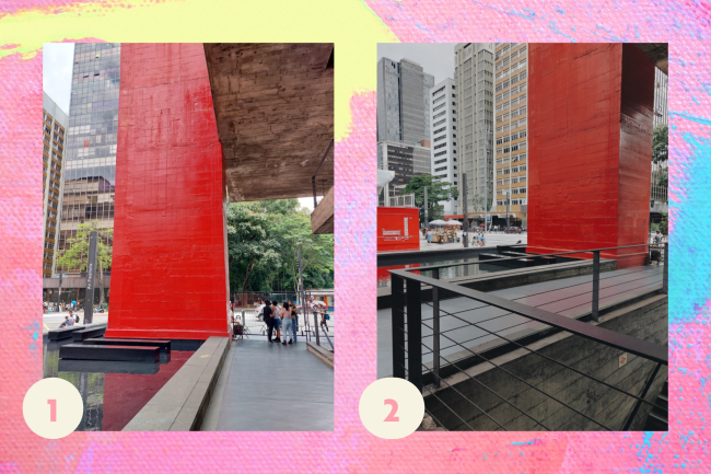 Blog da galera dicas para tirar foto Montagem de duas fotos de uma pilastra vermelha localizada na av paulista