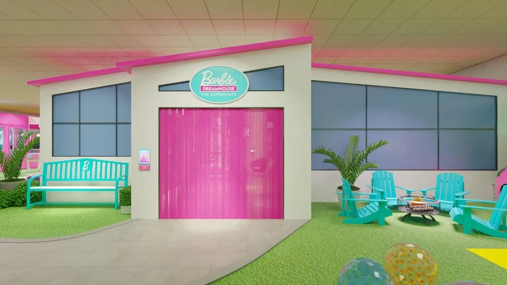 Foto da entrada da casa da Barbie na exposição 'Casa da Barbie’, que chega em São Paulo