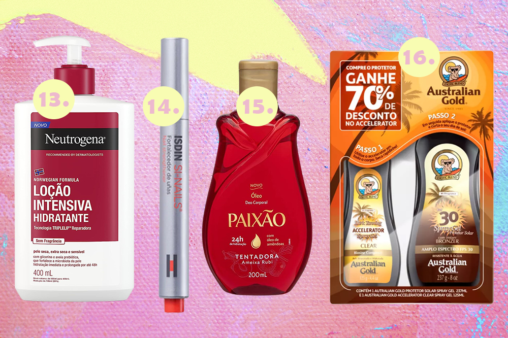 prime-day-promoçao-produtos-skincare-04 Produtos de skincare em promoção no Prime Day. Montagem em fundo rosa, azul e amarelo