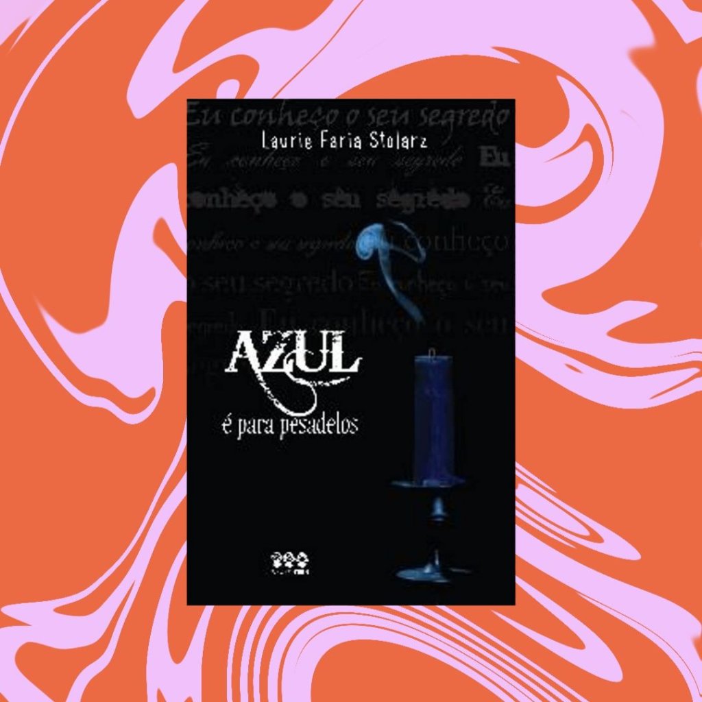 Azul É Para Pesadelos Capa do livro Azul É Para Pesadelos. Fundo rosa e vermelho.