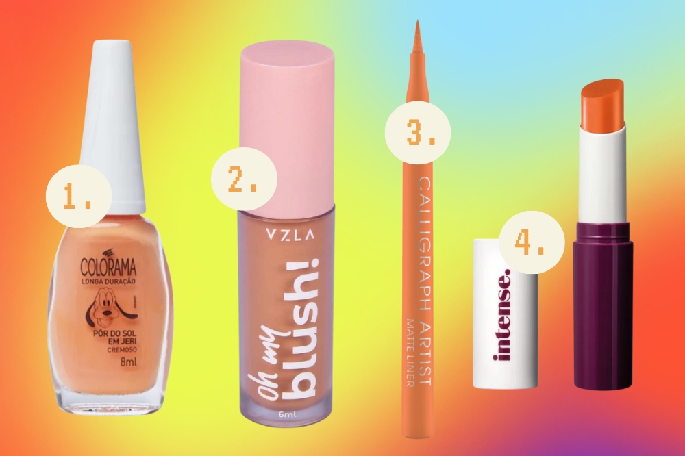 Produtos de beleza no tema Peach Fuzz, Cor do ano 2024 da Pantone