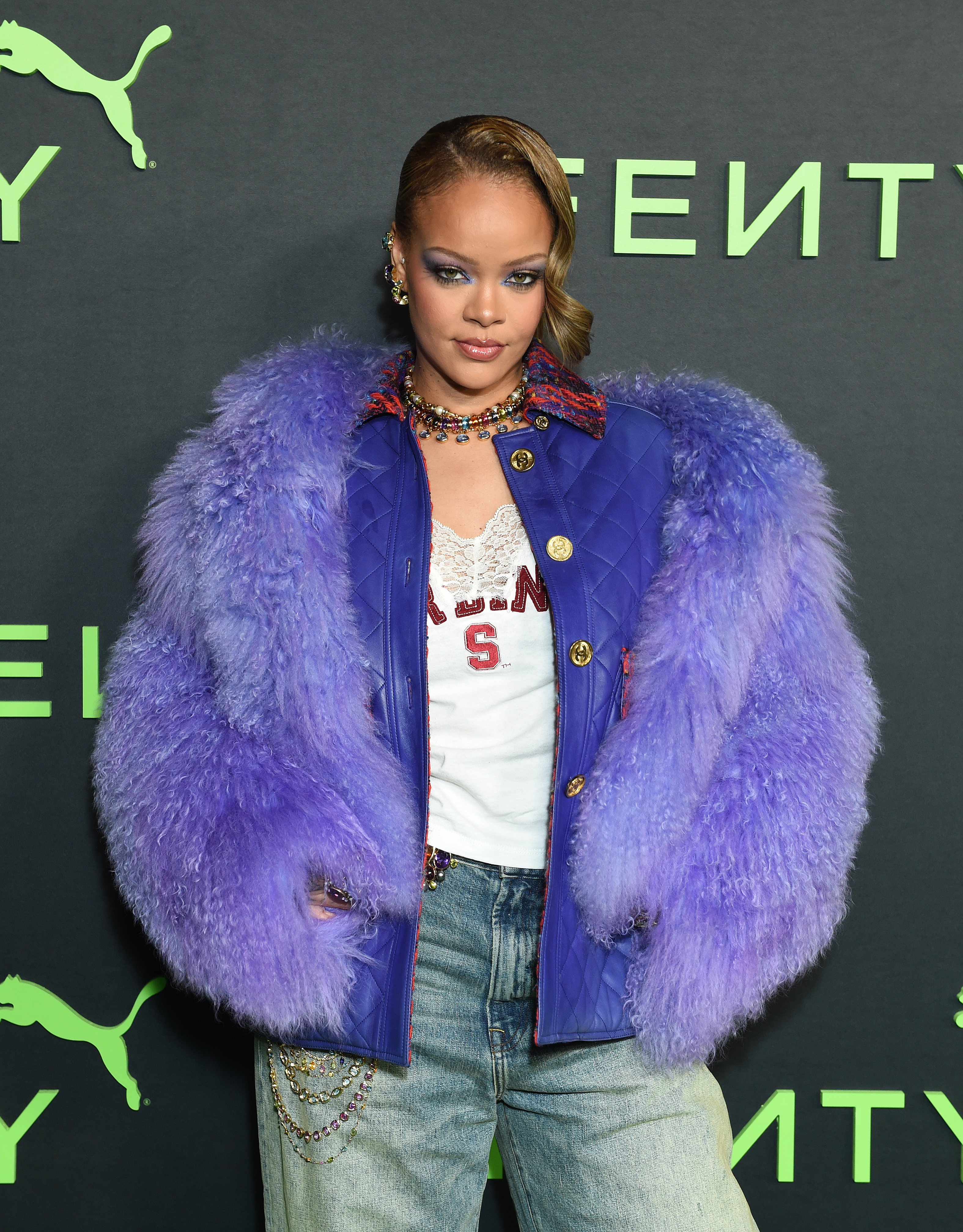 Rihanna na festa de lançamento do tênis Creeper Fenty x Puma