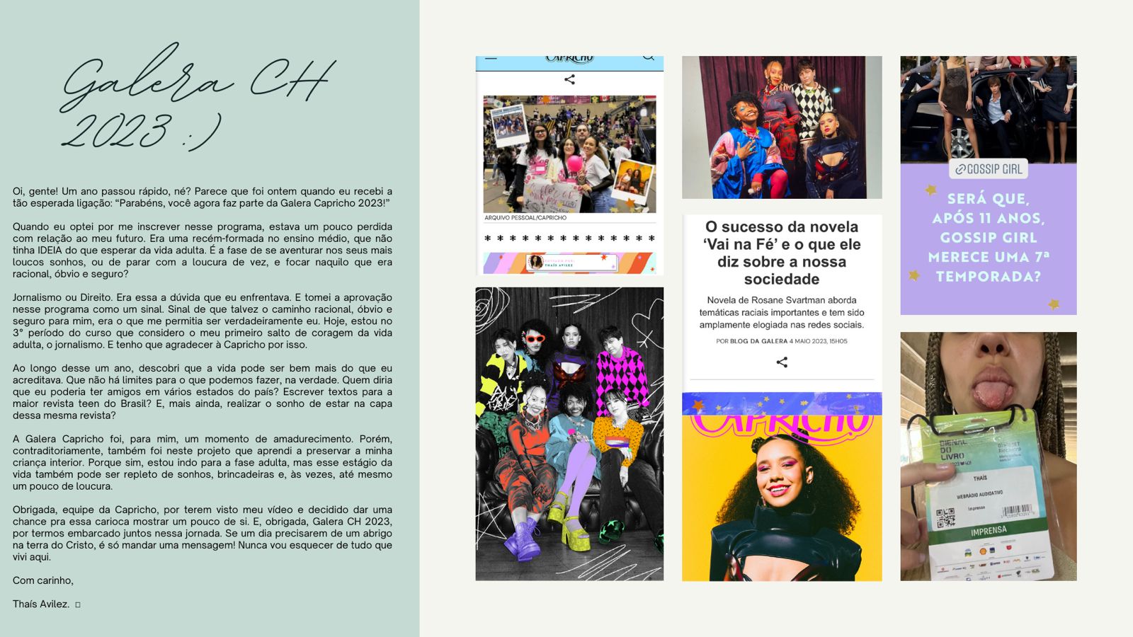 Galera Capricho 2023 foi revolucionária, mas precisamos nos despedir Imagem do moodboard da Thais da Galera Capricho 2023.
