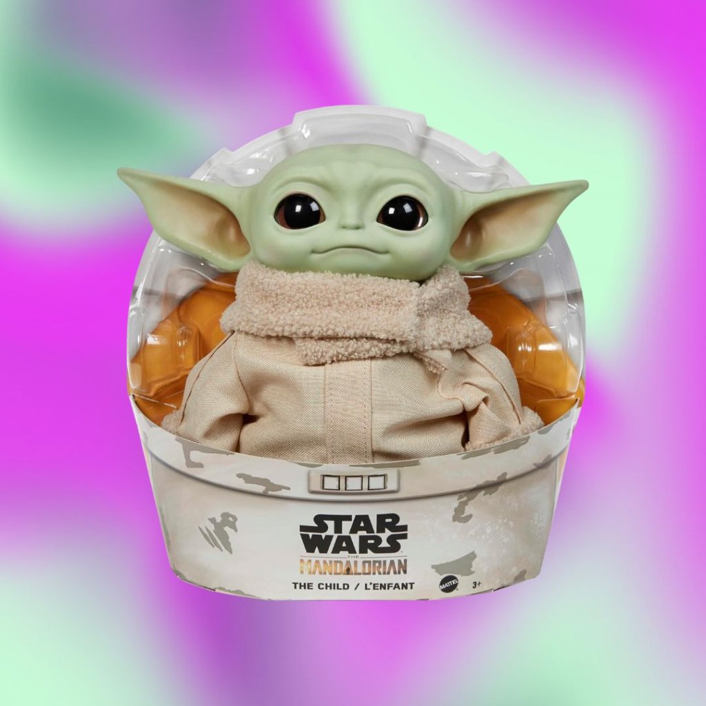 baby yoda Boneco do baby yoda em fundo degradê em roxo e verde