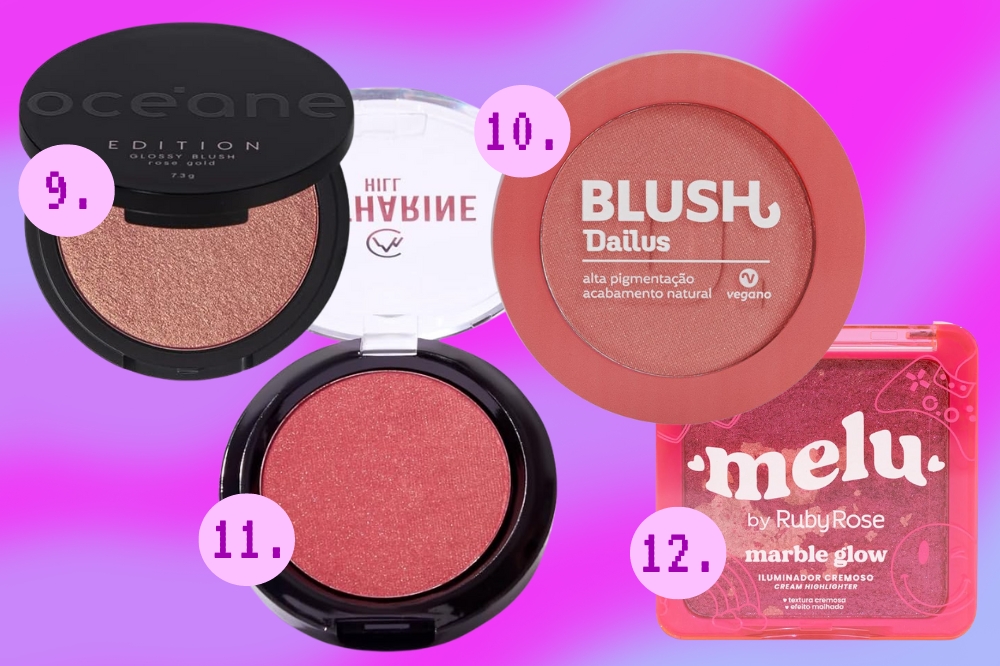 Opções nacionais de blushes iluminados