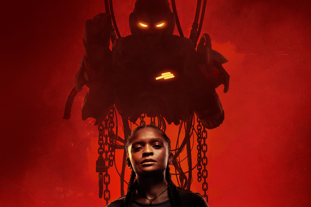 Vemos a Riri Williams (Dominique Thorne) com uma armadura ao fundo