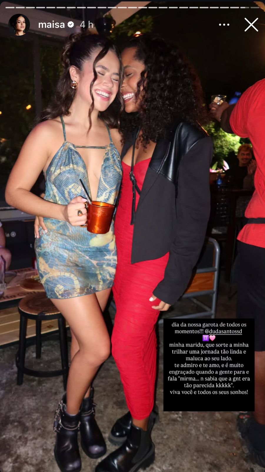 Maisa ao lado de Duda Santos em seu aniversário de 23 anos.
