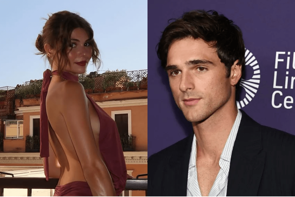Olivia Jade usa vestido frente única (esquerda), Jacob Elordi pousa em evento (direita)