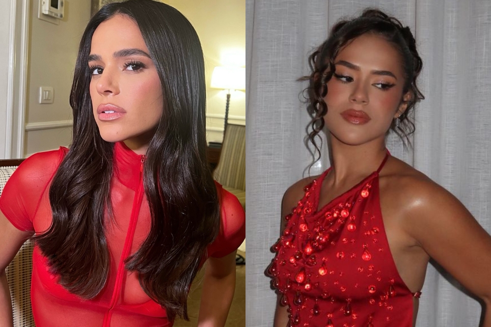 Bruna Marquezine e Maisa Silva usam looks vermelhos em festa