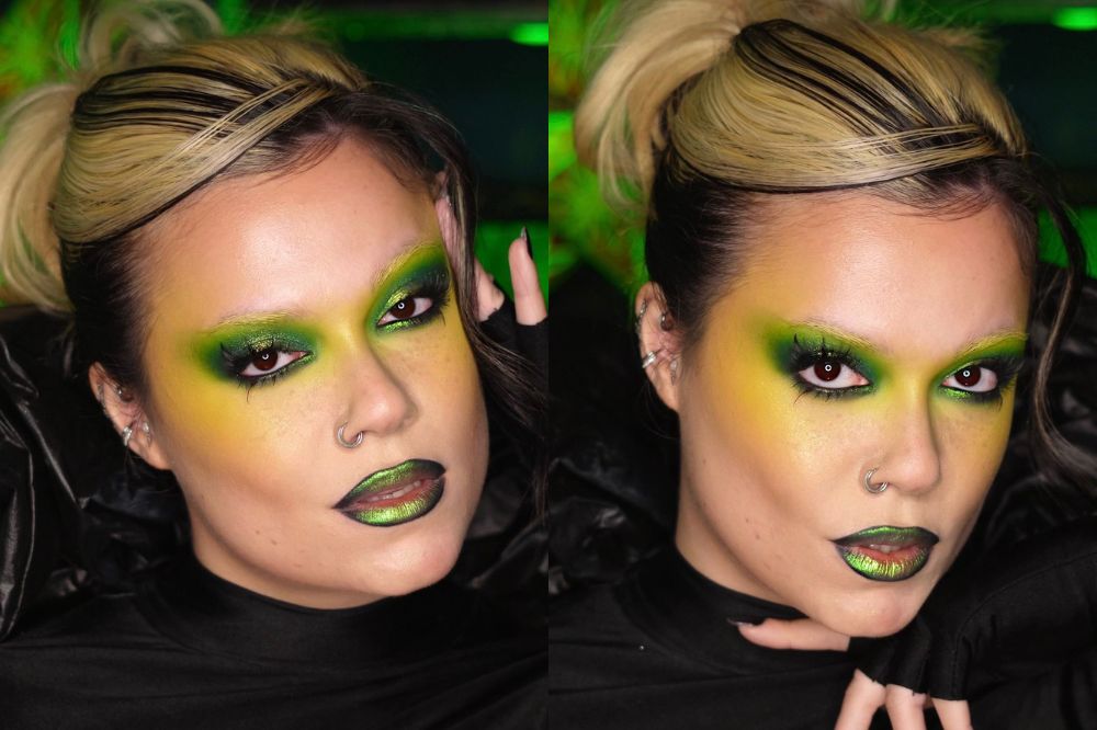 Ive ensina maquiagem verde de Elphaba para Halloween