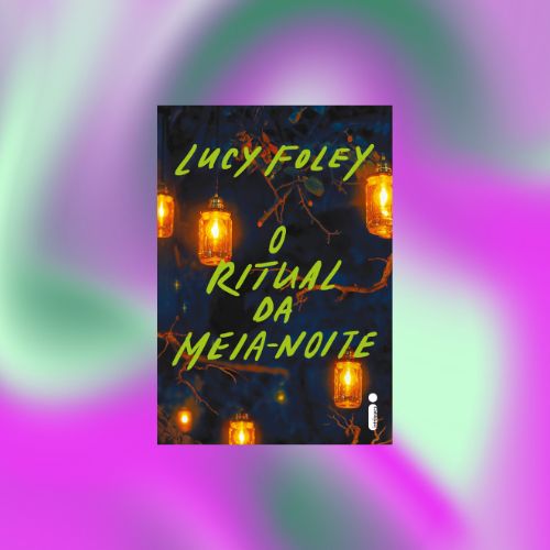 ritual da meia noite Capa do livro O Ritual da Meia-Noite em fundo degradê verde, azul e roxo