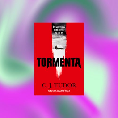 tormenta Capa do livro Tormenta em fundo degradê verde, azul e roxo