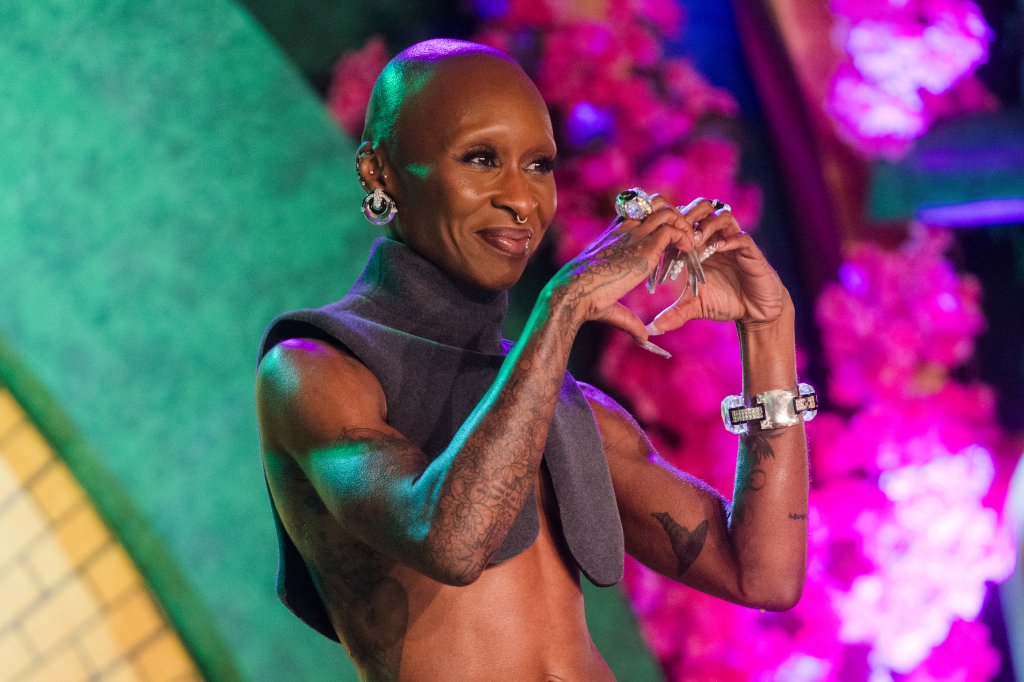 Cynthia na première de Wicked: For Good em São Paulo, no Brasil