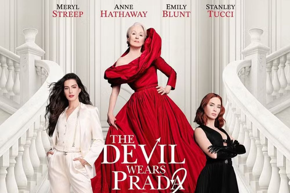 Meryl Streep, Anne Hathaway e Emily Blunt no pôster de ‘O Diabo Veste Prada 2’